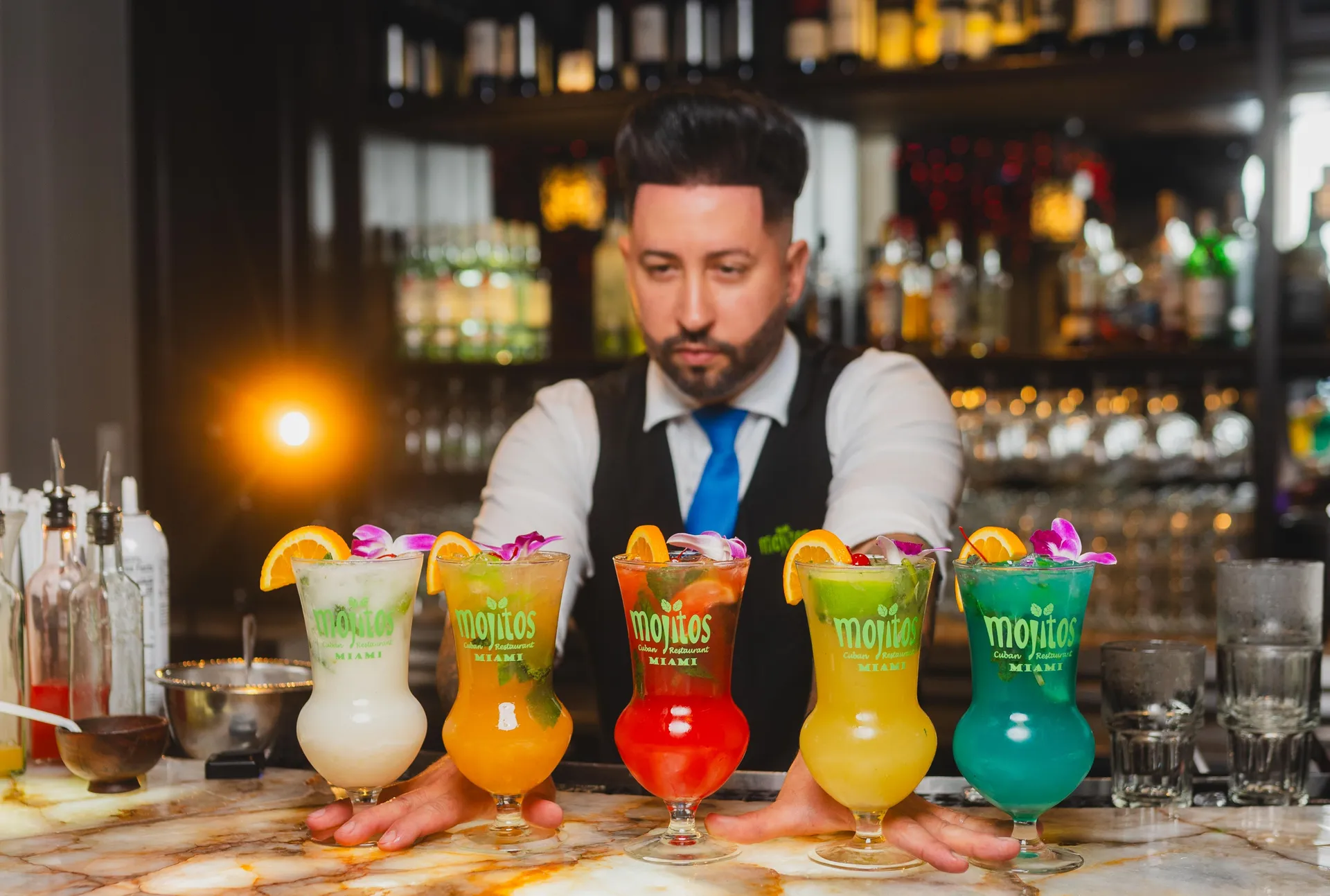 Happy hour cocktails at Mojitos Calle 8